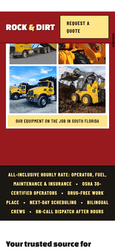 Rock & Dirt redesigned mobile website